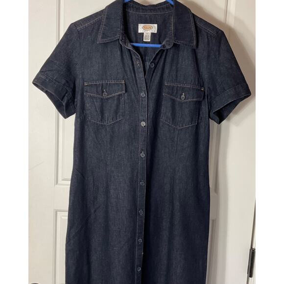 Talbots Denim Maxi Button Front 2 Pockets Dress P6 - Picture 2 of 6